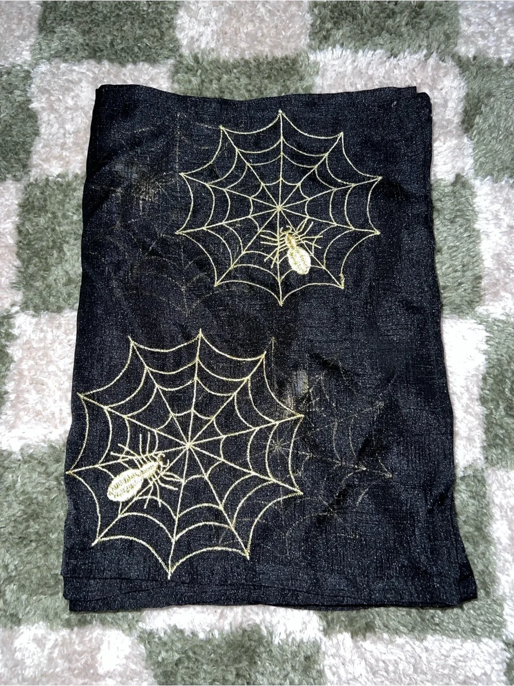 2 Black & Gold Spiderweb Table Runners